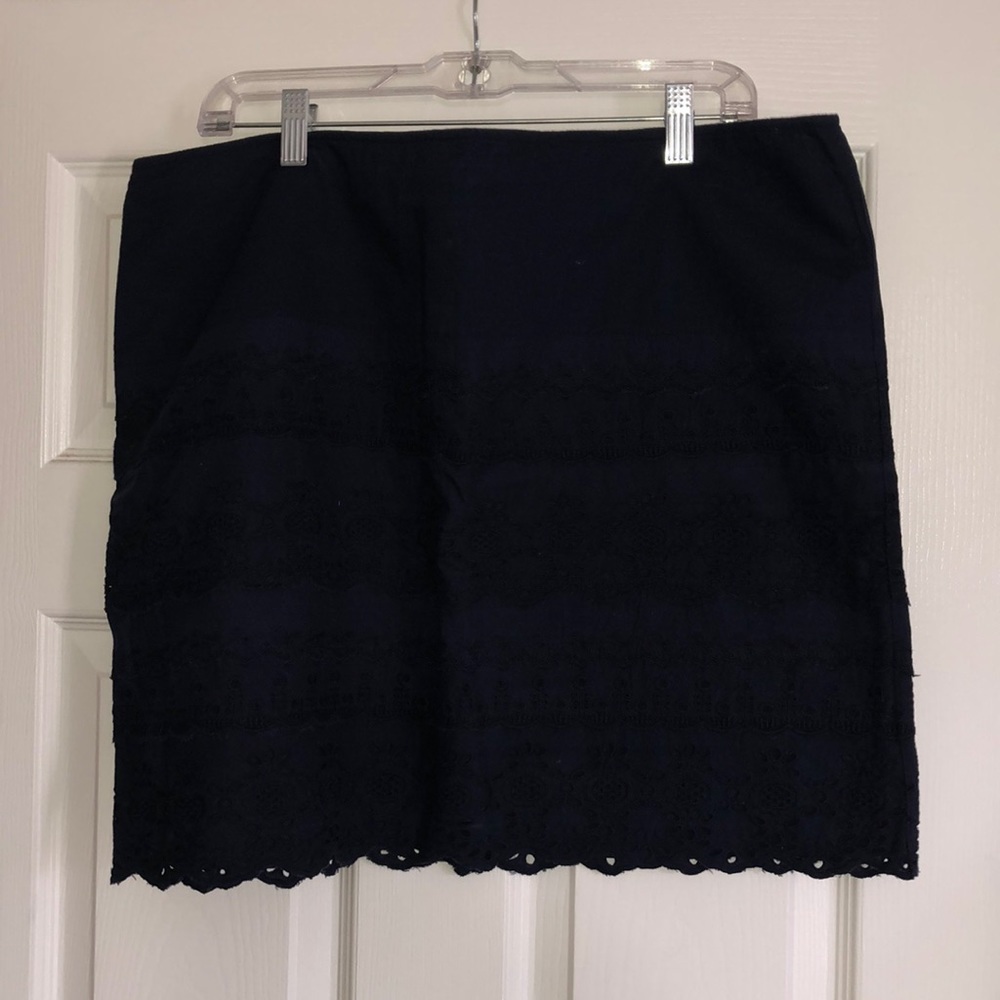 Navy blue eyelet skirt